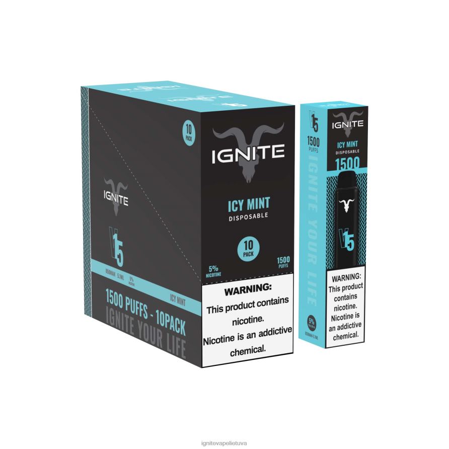 IGNITE V15 Vape rašiklis 10 vnt P2DT6102 IGNITE vape vilnius ledinė mėta