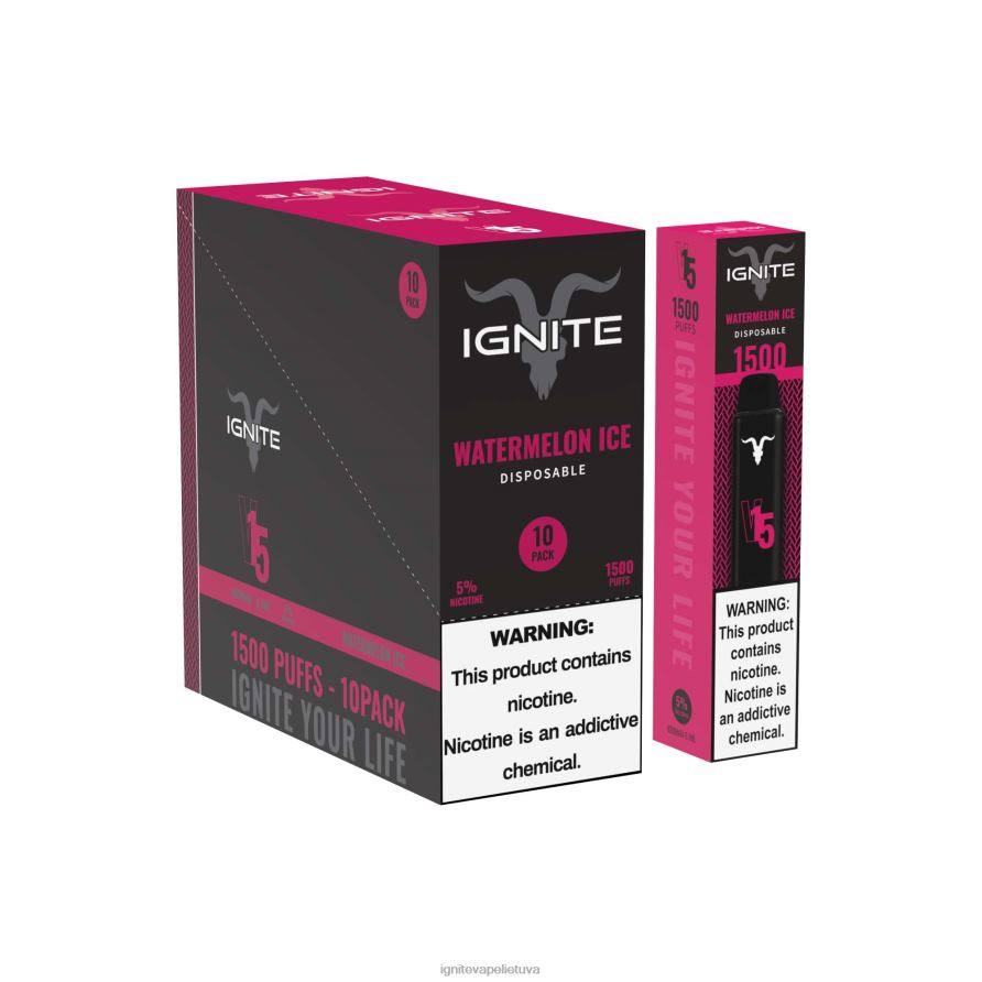 IGNITE V15 Vape rašiklis 10 vnt P2DT6106 IGNITE tobacco outlet arbūzų ledas