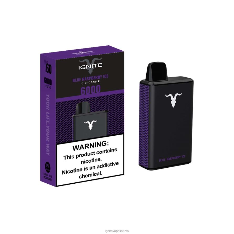 IGNITE V60 vape rašiklis P2DT630 best IGNITE flavors mėlynas aviečių ledas