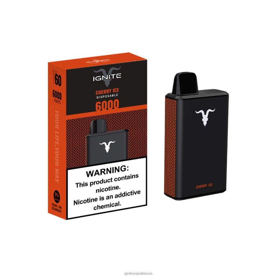 IGNITE V60 vape rašiklis P2DT631 IGNITE vape lietuva vyšnių ledas