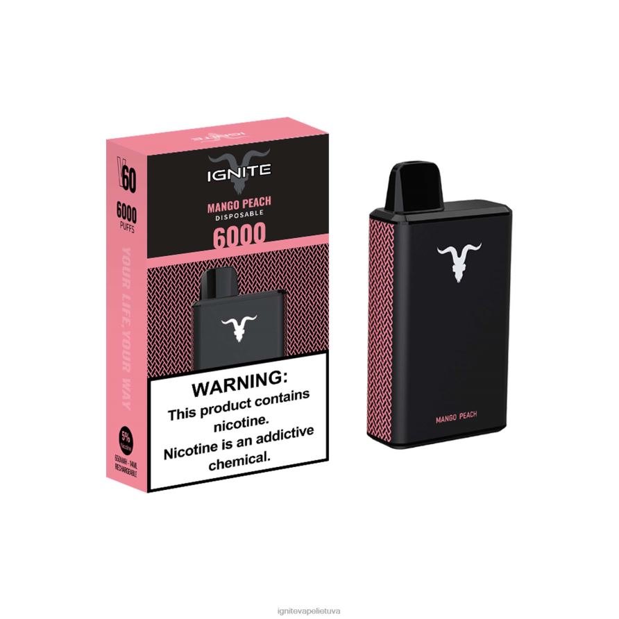 IGNITE V60 vape rašiklis P2DT634 IGNITE vape price mango persikas