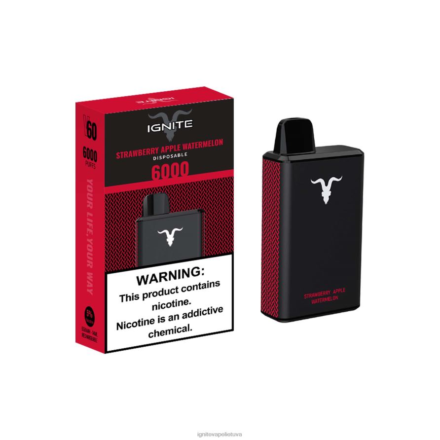 IGNITE V60 vape rašiklis P2DT636 IGNITE tobacco outlet braškių obuolių arbūzas